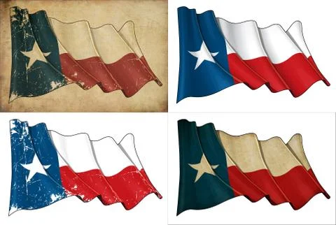 Texas Waving Flag Set Stock Illustration