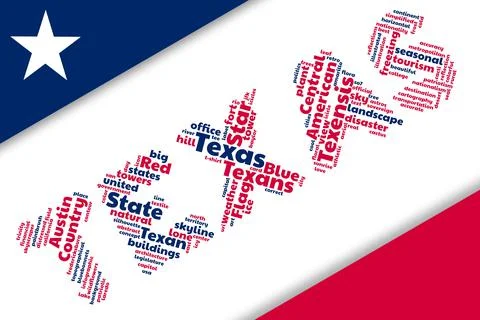 Texas Word Cloud Flag Typography Design Stock Illustration