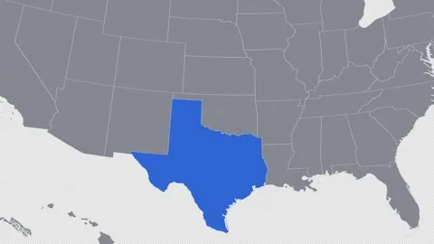 Texas Zoomed In Blue on US Election Map State Focus Animation, Alpha Channel 4K Stock Footage 341415743