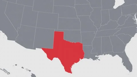 Texas Zoomed In Red on US Election Map State Focus Animation, Alpha Channel 4K 스톡 동영상 341415784