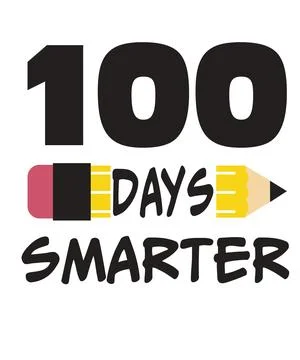 The text 100 Days Smarter is integrated with a stylized pencil icon. Stock Illustration