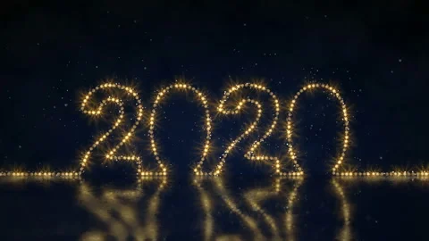 Text 2020 of rope light seamless loop 3D render animation Stock Footage 110724170