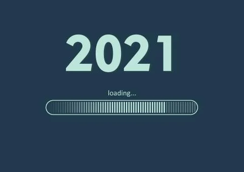 Text -  2021 loading and loading bar on sea green background, concept for New Illustrazione stock