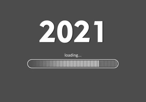 Text -  2021 loading and loading bar on gray background, concept for New Year Illustrazione stock