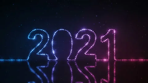 Text 2021 made from neon string lights 3D render seamless loop animation Stock Footage 138826174