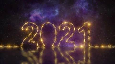 Text 2021 made of string lights 3D render seamless loop animation Stock Footage 140004943