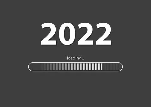 Text -  2022 loading and loading bar on gray  background, concept for New Yea Illustrazione stock