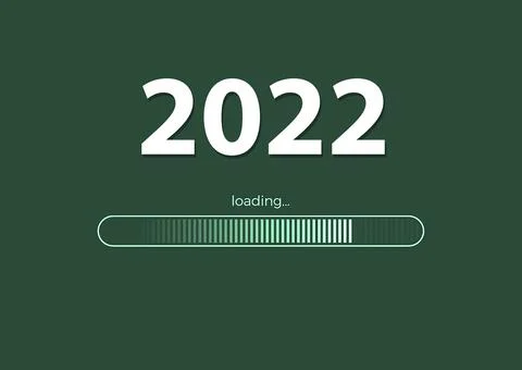 Text -  2022 loading and loading bar on green  background, concept for New Ye Illustrazione stock