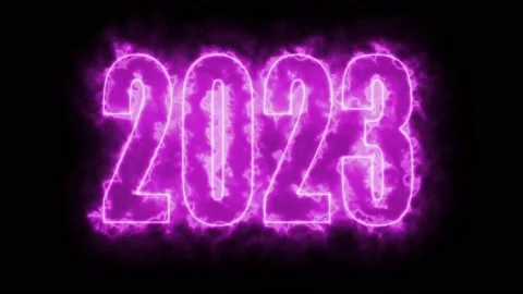 Text 2023 animation and flying Christmas balls isolated on black background Stock Footage 223098762
