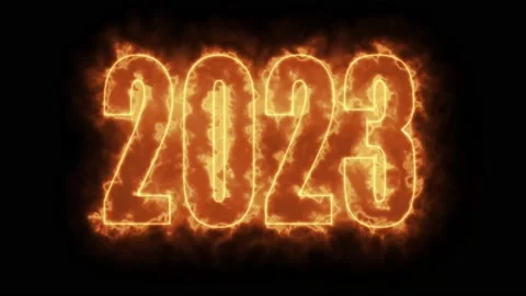 Text 2023 animation and flying Christmas balls isolated on black background Stock Footage 223098763