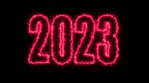 Text 2023 animation and flying Christmas balls isolated on black background Stock Footage 223098768