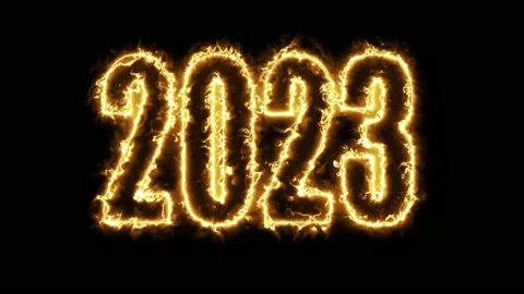 Text 2023 animation and flying Christmas balls isolated on black background Stock Footage 223098775