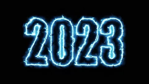 Text 2023 animation and flying Christmas balls isolated on black background Stock Footage 223098796