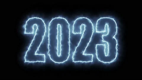 Text 2023 animation and flying Christmas balls isolated on black background Stock Footage 223098802