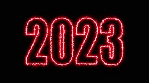 Text 2023 animation and flying Christmas balls isolated on black background Stock Footage 223098804