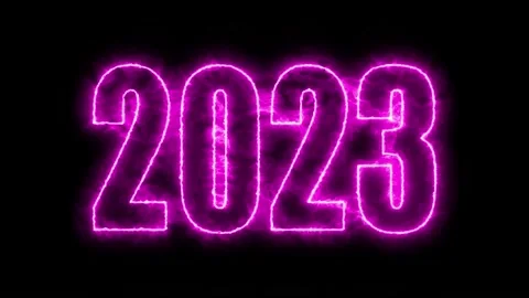 Text 2023 animation and flying Christmas balls isolated on black background Stock Footage 223098808