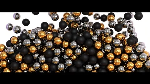 The text 2024 disappears under a rain of metal spheres then the text 2025 a.. Video stock 282960307