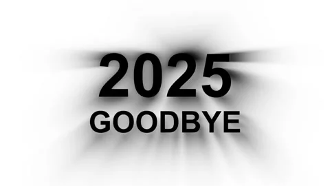 The text 2025 GOODBYE on a white background with blurred shadows Stock Footage 324560811