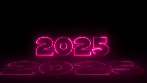 Text 2025 neon effect animation. Stock Footage 294963258
