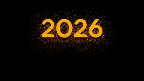 Text 2026 appearing in an explosion of sparks - customizable background - s.. Video stock 307357288