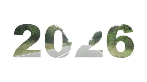 The text 2026 on the highway background at speed symbolizes the new year Stock Footage 324563407