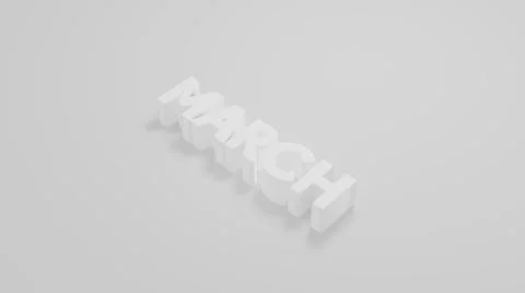 Text 3d illustration rendering march on white background with shadow effect . Stock Illustration