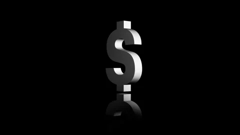 Text 3D shiny silver chrome writing letter block animation spinning dollar Video stock 281180831