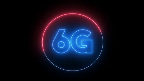 Text of 6G with glowing, neon light. Concept of technology Stock Footage 121853788