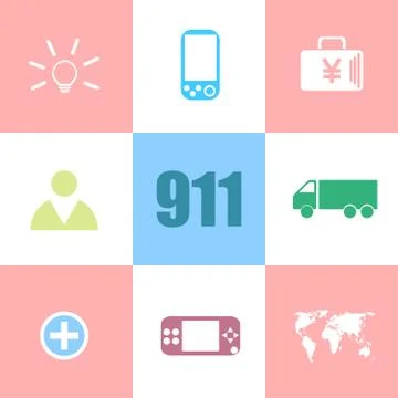 Text 911. Securitry concept . Can be used for workflow layout, diagram, busin Stock Illustration