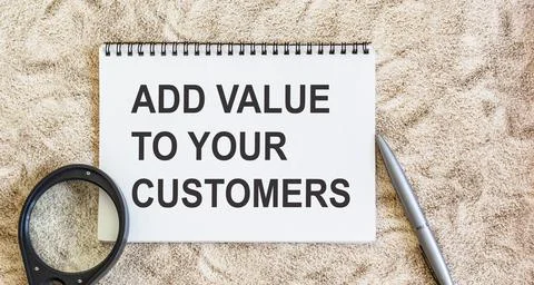 Text ADD VALUE FOR YOUR CLIENTS. business concept Stock Photos