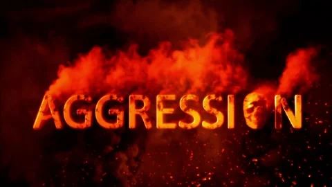 Text aggression with scary human skull on burning backdrop - loop video Stock Footage 200003617