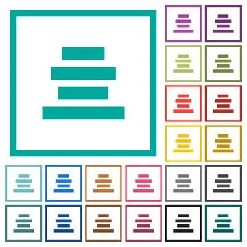 Text align center flat color icons with quadrant frames Stock Illustration