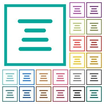 Text align center flat color icons with quadrant frames Stock Illustration