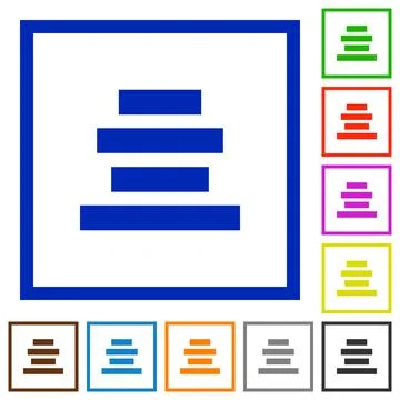 Text align center flat framed icons 스톡 일러스트