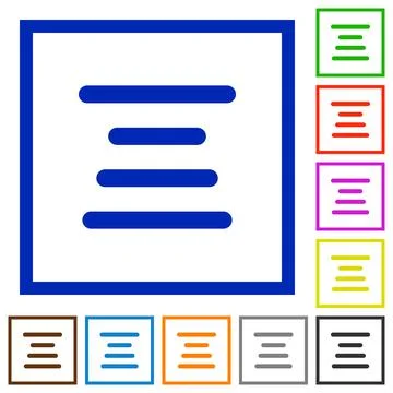 Text align center flat framed icons Stock Illustration
