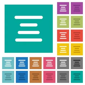 Text align center square flat multi colored icons Stock Illustration