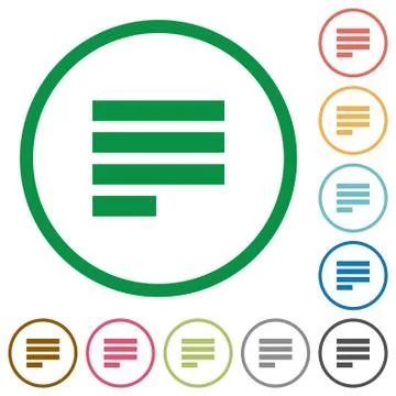 Text align justify last row left outlined flat icons Stock Illustration