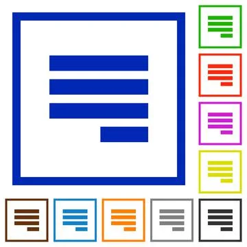 Text align justify last row right flat framed icons Illustrazione stock