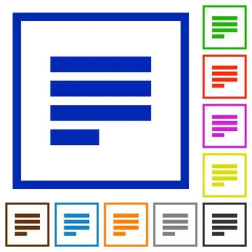 Text align justify last row left flat framed icons Stock Illustration