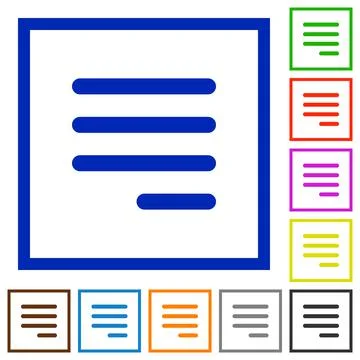 Text align justify last row right flat framed icons Stock Illustration