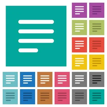 Text align justify last row left square flat multi colored icons Stock Illustration