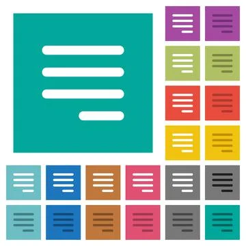 Text align justify last row right square flat multi colored icons Stock Illustration