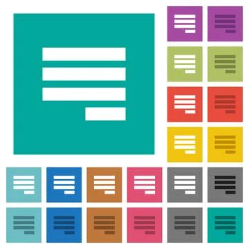 Text align justify last row right square flat multi colored icons Stock Illustration