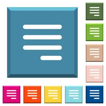 Text align justify last row right white icons on edged square buttons 스톡 일러스트