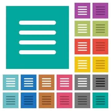 Text align justify square flat multi colored icons Stock Illustration