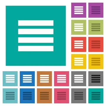 Text align justify square flat multi colored icons Stock Illustration