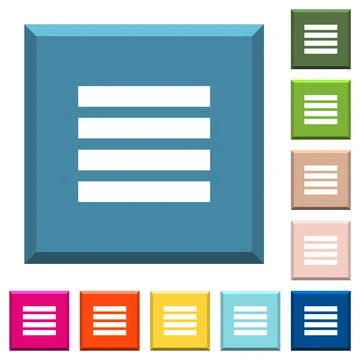 Text align justify white icons on edged square buttons Stock Illustration