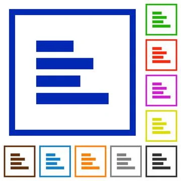 Text align left flat framed icons Stock Illustration