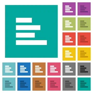 Text align left square flat multi colored icons Stock Illustration