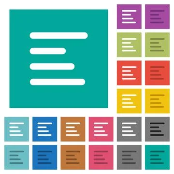 Text align left square flat multi colored icons Stock Illustration